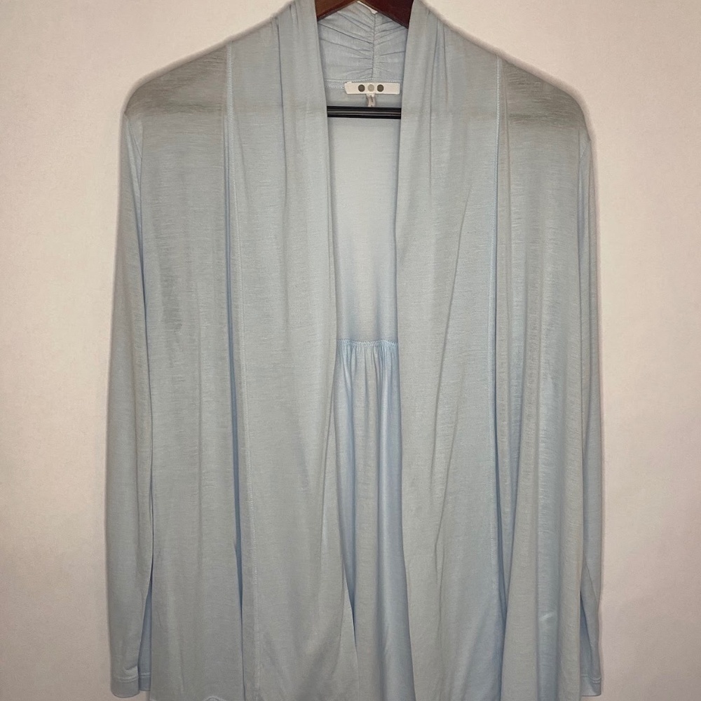 NWOT Three Dots Open Front Lightweight Tencel Sky Blue Cardigan size Small NEW